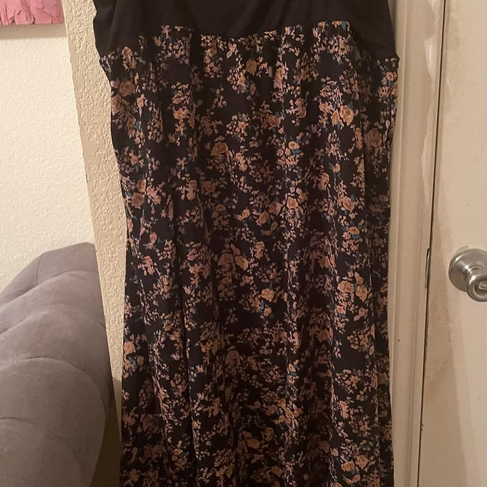 Plus Size Womens sleeveless black floral high low summer dress size 3X pre